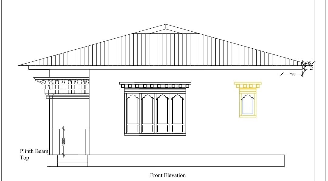 Front elevation with traditional window and cornice details