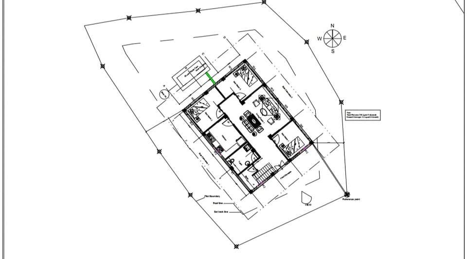 Site plan showing the building on its plot
